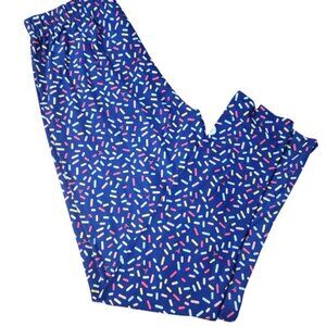 SweetLegs Plus Leggings Navy Blue Multicolor Sprinkle Star Print Soft Stretch
